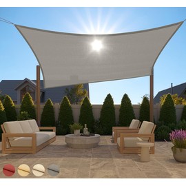 Gorilla Grip Heavy Duty Sun Shade, UV Protection Fade Tear and Rust Resistant Rectangle Sunshade Canopy, Curved Edges Blocks Sunlight, Breathable Sail, Outdoor Patio, Lawn Garden, 8x10 FT Gray