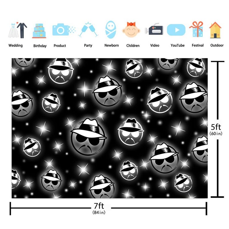 Cholo Theme Backdrop Early 2000s Background 7x5FT Black Glitter Old