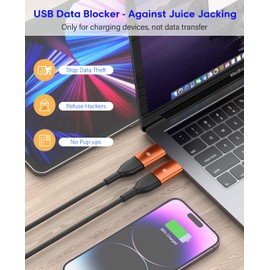 sweguard USB Data Blocker, (2-Pack) USB-A Defender Only for Quick Charge, Protect Against Juice Jacking, Refuse Hacking Provide Safe Charging- Orange