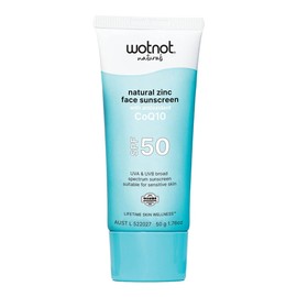 Wotnot Natural Zinc Face Sunscreen SPF 50 with CoQ10, 50g