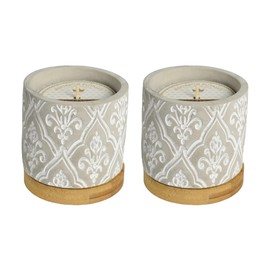 Bourbon Royalty Classic Damask Pattern Small 3 Ounce Stone/Wax Scented Votive Jar Candle for Home or Office, Garden District, 2 Pack