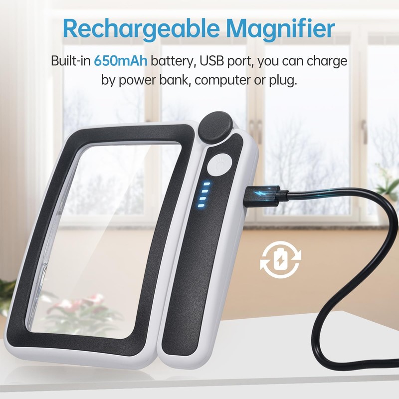 Sonew 4 x Reading Magnifier with Light for Seniors, Large,