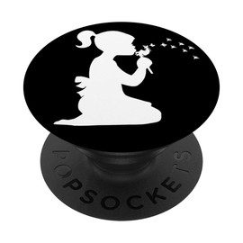 Dandelion Wish Flower Pop Socket Girl Blow Black and White