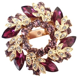GFM® Vintage Inspired Art Deco Flower Crystal Brooch for Wedding Birthday Anniversary (A-Purple) (BRCH-VTD-004-JMN)