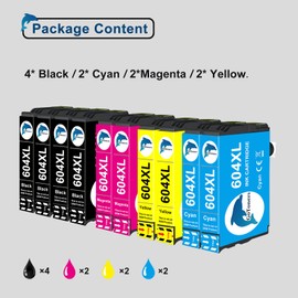 GoToners 604XL Cartridges Compatible with Epson 604 XL Printer Cartridges for Expression Home XP-3200 XP-3205 XP-4200 XP-4205 XP-2200 XP-2205, Workforce WF-2910 WF-2930 WF-2935 WF-2950 (Pack of 10)