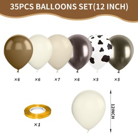 Western Cowboy Party Balloons,12 Inchs Black White Blush Brown Gold Balloons, Party Balloons for Birthday Baby Shower Engagements Weddings Anniversary Party Decorations