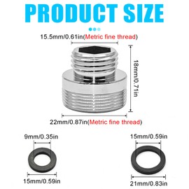 1 Pcs Faucet Aerator Adapter Kitchen Sink Faucet Adapter Accessories for Garden Hoses, Water Filters, Faucets, Male 22mm to Male 15.5mm Adapter