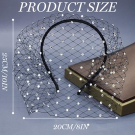 UTXN Black Fascinators for Women, Black Veil, Fascinator Hat, Women Accessories, 1920s Headband, Women's Short Vails with Rhinestone, Fascinators for Weddings, Wedding Veil, for Funeral Tea Weddings