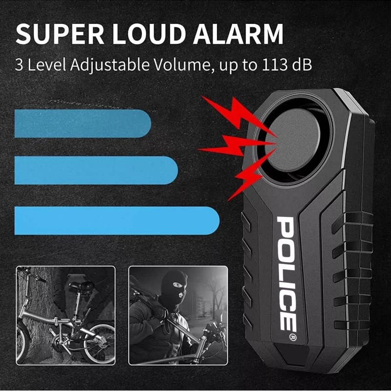 POLICE Bike Alarm with Remote Motorcycle Scooter Anti Theft Security