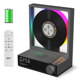 HOTT Portable Bluetooth CD Player with LED Color Light Home Desktop CD Player HiFi Stereo Sound TF Card/USB Playback Compatible (Gray)
