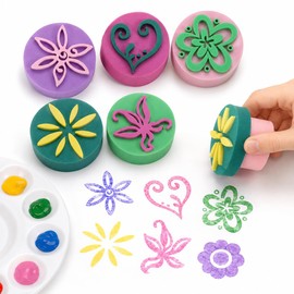 Homoyoyo Paint Sponges for Kids 6 Assorted Color Foam Stamps for Painting