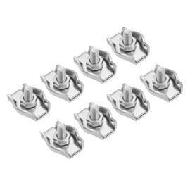 PATIKIL 5/64" / 2mm Simplex Bolt Wire Rope Clip, 8Pcs M3 304 Stainless Steel Simplex Single Bolt Cable Clamp for Rigging Railing, Silver Tone