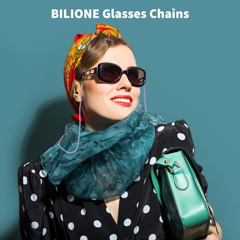 BILIONE Eyeglass Strap, 6 Pcs 2 Styles Premium Leather Glasses