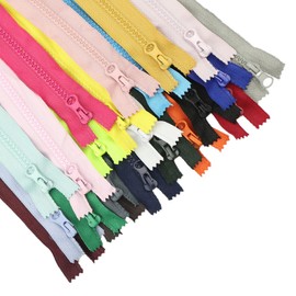 Wonesifee 22PCS Colorful Resin Zippers - 22 Colors, #5 Plastic Non-Separating Close-End With Pulls for Pockets, Handbags, Backpack, Sofa Cover, DIY Sewing (40cm/16inch)