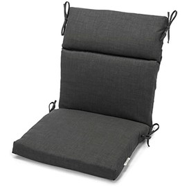 Comfy Chaise Lounge Cushion Outdoor 18'' W x 38'' D, with Ties | All Season Reversible Solid Non Slippery Soft Practical Cushy Seat Durable Weather Stain Fade UV Proof Spot Clean Cool Grey Shade