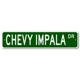 Chevy Impala Street Sign, GM Car Sign, Metal Garage Sign, Novelty Wall Decor - 4x18 inches