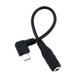 LUORNG Audio Adapter Cable Black Micro USB to 3.5 Female Audio Elbow Adapter Cable for Headphone Microphone Smartphone and Camera