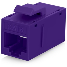 Everest Media Solutions RJ45 CAT6 Keystone Coupler in Purple - 48-Pack - Female to Female Ethernet Keystone Jack for Standard Wall Plates & Patch Panels - UTP Inline RJ45 Coupler Extender