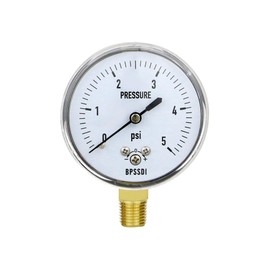 BPSSDI 0-5 Psi Low Pressure Gauge, Capsule Gauge with 304 Stainless Steel Case, 2.5" Dial Size, 1/4" NPT Lower Mount, Zero Adjustment, for Air Water Gas Pressure Test