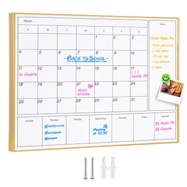 Aitakatta 3-in-1 Dry Erase Calendar for Wall with Golden Aluminum Frame, 17x 13 inches Magnetic Monthly & Weekly Calendar Whiteboard, Dry Erase Board for Wall for Decor/Memo(YL+ZL-Gold,4333)