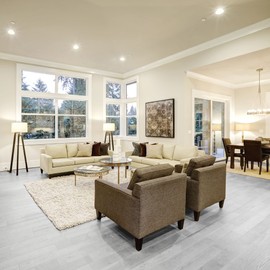 MIRUO SPC Vinyl Plank Flooring 9 Pieces Easy DIY Luxury Vinyl Flooring Tiles Wood Look Water Proof Surface Rigid Core Light Grey 48 * 7 * 0.2 inch