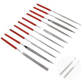 KALIM 10pc Mini Diamond Needle File Set - 6 Inch Total Length, 150 Grit Diamond File (Usable Length: 2-3/4 Inch)