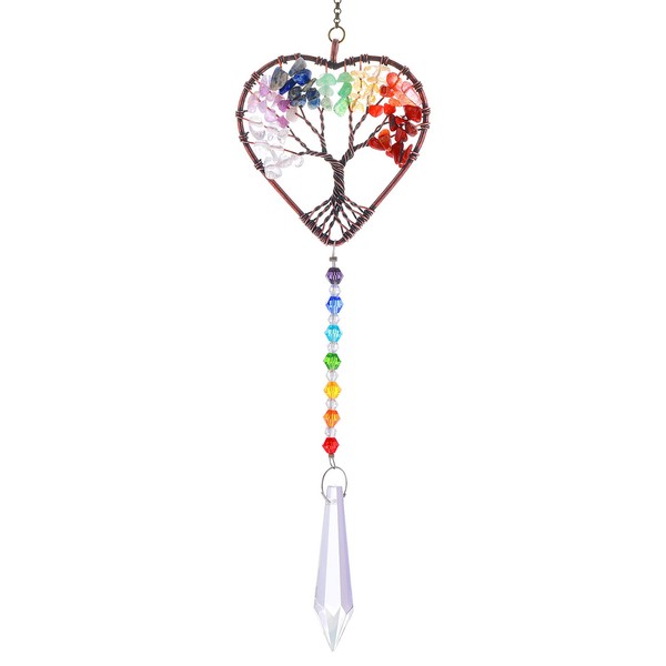 cobee Heart Shaped Sun Catcher, Crystal Tree of Life Suncatchers