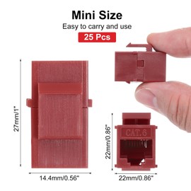 sourcing map 25 Pack RJ45 Ethernet Coupler, Female to Female Cat6 Coupler Ethernet Extension Adapter Network Connector for Cat6/Cat5e/Cat5,Red