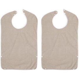 Baberos Impermeables para Adultos 2 Piezas Fibra de Bambú Marrón Lavables, Protector de Ropa para Adultos Mayores, Uso para Persona Mayor y Cuidado Diario
