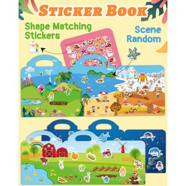 Benresive Reusable Sticker Book for Kids 2-4,3 Sets Fun Travel Stickers for Kid, Toddler Toys Age 2-4,115 Pcs Cute Waterproof Stickers for Teens Girls Boys - Ocean Animals, Farm and Seasons