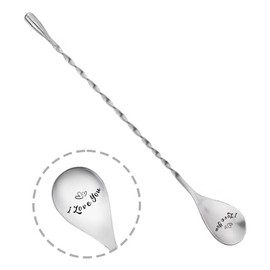 Hubby Husband Anniversary Birthday Gifts for Him Wife Bar Mixing Spoon Gifts for Boyfriend Fiance Christmas Bday Gifts for Husband Sister Mix Cocktail Spoon Gifts for Cocktail Fans I Love You Gifts