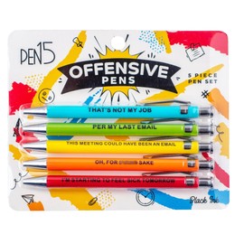 OFFENSIVE CRAYONS Pens- office stationary, gag, funny gift, 5 Count (Pack of 1)