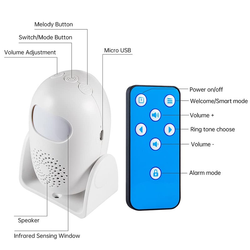 PIR Motion Sensor Alarm Motion Sensor with Remote Control, 100