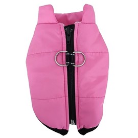Waterproof Dog Coat Padded Fleece Zip Up Coat Chihuahua Puppy Tiny Toy Clothes Teacup Miniature Tiny Breeds (Darker Pink, XS : Length 24cm X Chest 35cm)