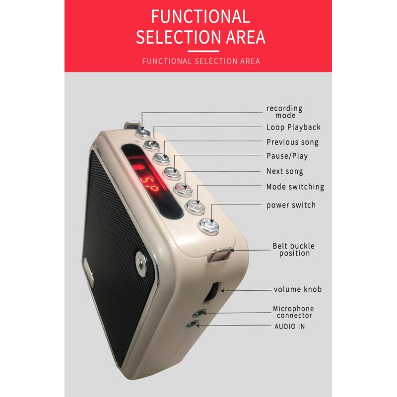 Portable Voice Amplifier,10W Bluetooth Rechargeable Personal Voice Amplifier with Wired