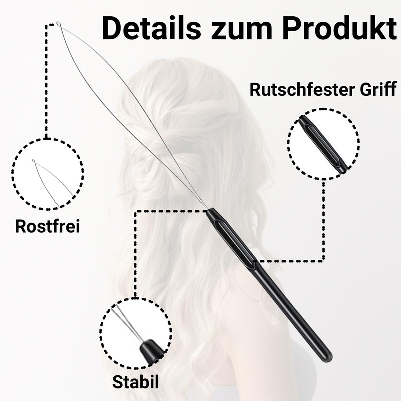 Debbery 6Pcs Hair Extension Loop Threader, Nano Beads Fine Metal