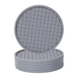 SHILCONYU Silicone Coasters Set of 6, Drink Coaster for Coffee Table Decor, Coasters for Drinks, Beer, Coffee, Hot or Cold, Anti-SLI, Non-Stick, Anti-Overflow Tabletop Protection and Decor (Gray)