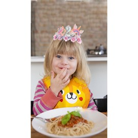 2th Birthday Crown for Girls, Headband for Girls, Tiara Decoration Crown with Rainbow Wing for 2 Year Old Disposable