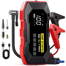 Jump Starter with Air Compressor 4000A Portable Car Battery Jump Starter (All Gas/10L Diesel), 160PSI Auto-Shutoff Tire Inflator Air Compressor, SuperSafe 12V Jump Box Car Battery Jumper Booster