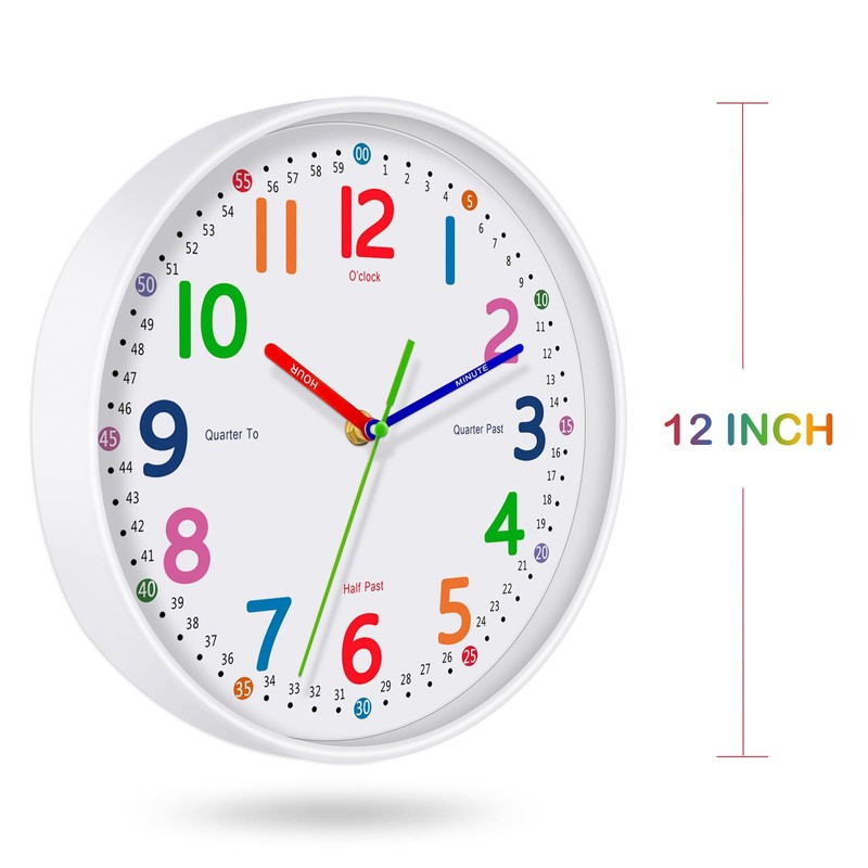 Lantoo Silent Kids Wall Clock – Non-Ticking, Battery-Powered, Ideal for