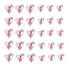 Yuzhiye 30pcs Nail Rhinestone Heart Shape Glass Stone Nail Parts Large Cute Nail Art Decoration (Pink)