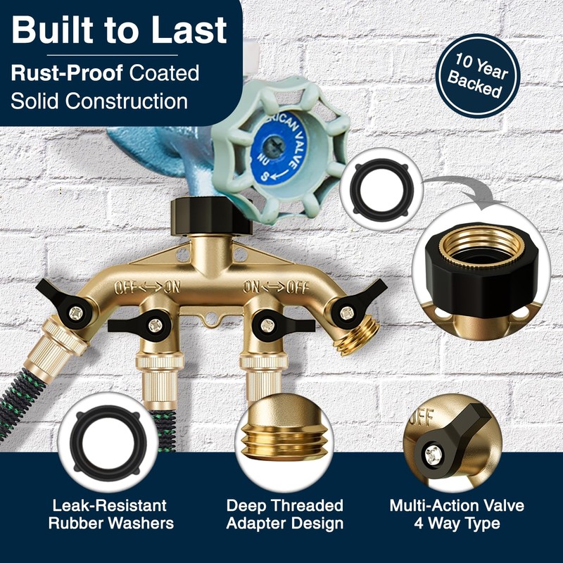 DBR Tech® Garden Hose Splitter 4 Way | Heavy Duty
