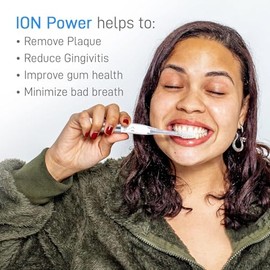 IONPA DM-011PG - Cepillo de dientes eléctrico compacto con tapa de viaje, temporizador de cepillado, 2 modos, 2 cabezales de cepillo de filamento exte