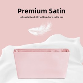DGAZ Purse Organizer Insert Fits Neverfullbag BB/PM/MM/GM，Silk Bag Organizer，Luxury Handbag & Tote Shaper(Pink, MM)