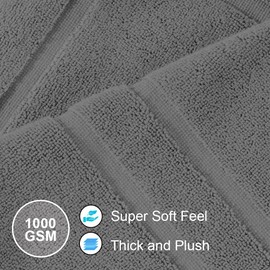 Makooz 2 Pc Banded Bath Mat Set-1000GSM Ring Spun 100% Cotton - Non-Slip, Machine-Washable, Ultra Soft, Water Absorbent Rug, Quick Drying, Plush Foot Towel for Bathroom Tub and Shower - Grey 50x70cm