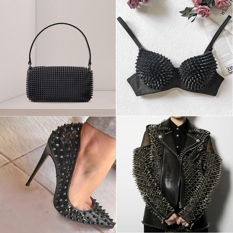 DYEESP Sew Stitch on Spikes Trim Punk Rock with Flat