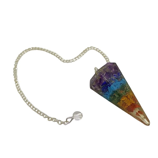 Sharvgun Seven Chakra Gemstone Orgone Hexagonal Pointed Pendulums Chakra Reiki