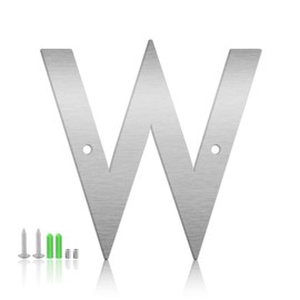 3 Inch Floating House Numbers and Metal Letters for Outdoor Signs, Modern 304 Stainless Steel Silver Address Numbers for Home, Apartment, and Garden Decor (Letter W)