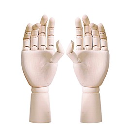 Fermoor Hand Mannequin Drawing Doll, Wooden Hand Model, Joints, Both Hands (Left and Right Pair Set)