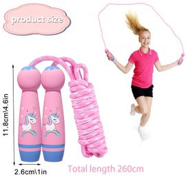 TZQFROCE Skipping Rope Children 6 Years Adjustable Skipping Rope Children 8 Years Rope Skipping Rope with Wooden Handle for Boys Girls Friends School Lawn - 260 cm
